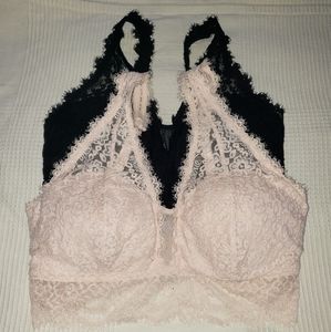 Lot of 2 Aerie eyelash lace plunge bralette